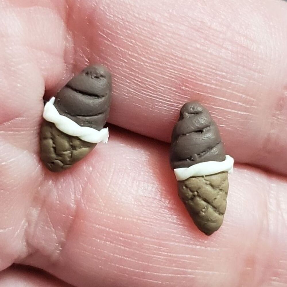 Polymer clay chocolate ice cream cone earrings
